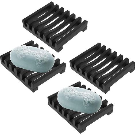 lot De 4 Porte-savon, Conomiseur Dtui  Savon En Silicone, Bote  Savon De Douche, Nettoyage Facile, Schage, Vier, Pont De Baignoire, Gouttoir  Savo (1/5)
