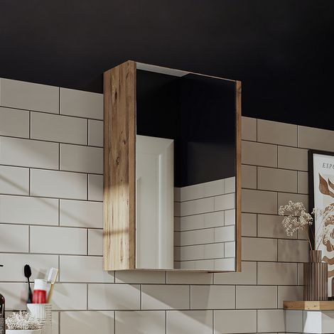 Roomart MINI-50 Spiegelschrank Bad 40 cm breit, Eiche