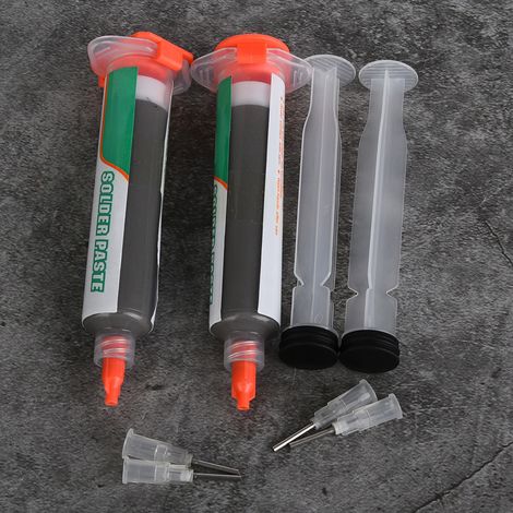 2 Stück 50 g Spritze mit unbedenklicher Lötpaste Sn42 Bi58 SMD PCB Elektronikreparatur (1/5)