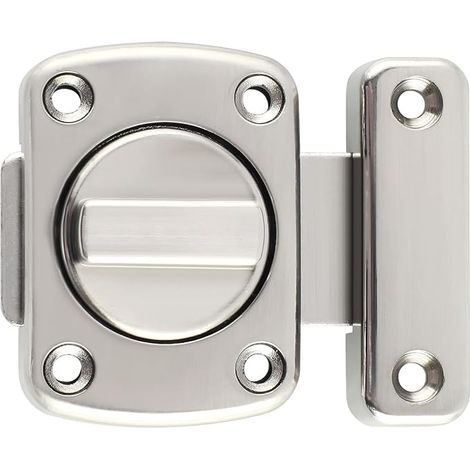 Pestillo deslizante para puerta, herraje giratorio de doble cara, apto para cajas de almacenamiento, armarios y puertas de estantes, color plata - 2 piezas (1/5)
