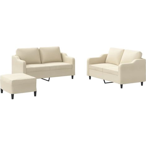 Maison Exclusive - Set di Divani 3 pz con Cuscini Crema in Tessuto