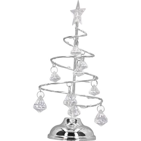 Lampe de Noël LED pour sapin, petite lampe décorative en cristal et fer, veilleuse idéale pour offrir, lumière argentée et blanche. (1/5)
