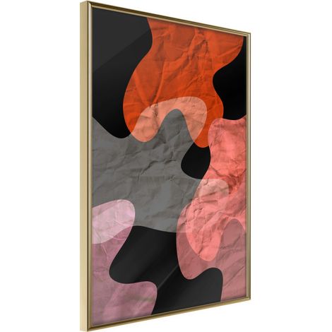 Affiche Murale Encadrée "Colourful Camouflage Orange" 30 x 42 cm Or