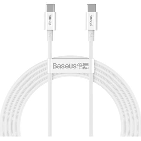 Cable USB-C de alta calidad, carga rápida FCP 100W 5A 20V 2m Blanco (1/5)