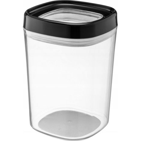 KADAX Boîte de rangement transparente en plastique avec couvercle pour farine, céréales, sucre et pâtes (1000 ml, noir) (1/5)