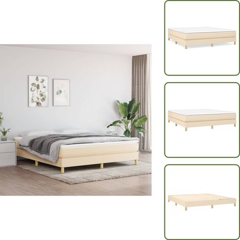 Cama de tela - vidaXL Estructura de cama con somier tela color crema 180x200 cm - Cama de madera