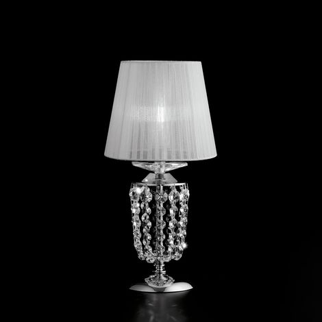 Bonetti Illumina - Mozart - Tischlampe aus Eisen und verchromtem Messing mit 1 Lampenschirm H.40 - Ø20 - BL189-LT-CR