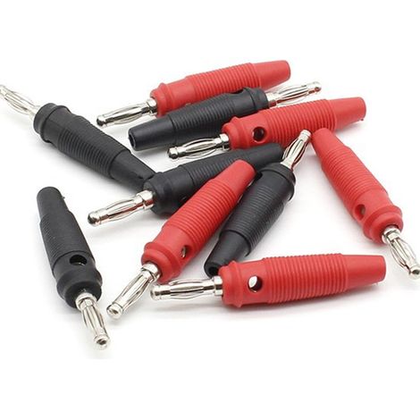 Lot de 10 connecteurs banane empilables 4 mm 7 broches, 32 A 1000 V, noir et rouge, avec manchon souple, à visser, pour haut-parleurs (1/5)