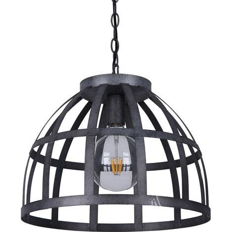 Italux Calera - Suspension Industrielle Et Rétro Antique Argenté 1 Lumière, E27 (1/2)