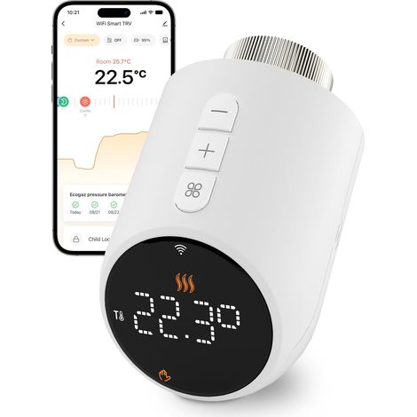 Vanne Thermostatique Radiateur Zigbee,Tête Thermostatique Connectée,Programmable Thermostat Radiateur Compatible avec /Google Home,Nécessite la passerelle Zigbee de (1/5)