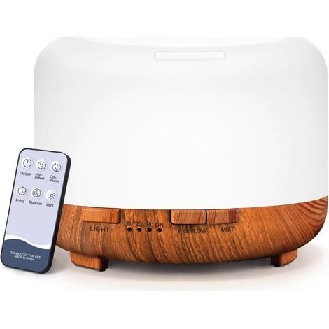 Essential Oil Diffusers, 500ml Wood Grain Diffusers for Essential Oils, Large Room, Home, Aromatherapy Oil Diffuser with Cool Mist (Beech Wood Grain)
