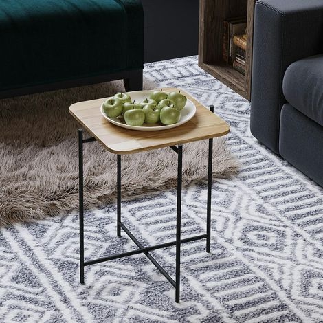 Petite table en bois carrée - structure métal noir JENA (1/5)
