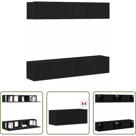 Meuble tv - Ensemble meuble TV 4 pcs Chêne noir 80 x 30 x 30 cm (1/5)