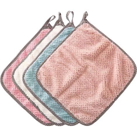 Lot de 4 Torchons, microfibre corail, motif ananas, 25x25 cm, absorbants, réversibles, cuisine salle de bain (1/5)