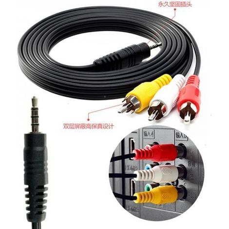 Adaptateur Audio Vidéo - GILGOTT - Jack 3,5 mm à RCA - Noir - Audio et Vidéo - Câble AV