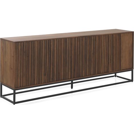 Aparador 4 Puertas Laminadas Madera Maciza De Mango, Base Metal (1/4)