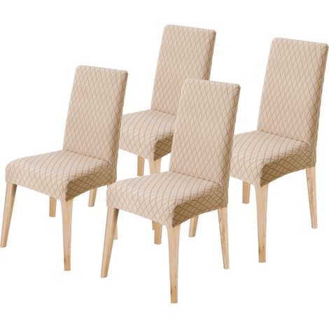 Stuhlhussen 4er Set, Universal Esszimmerstuhlbezug, abnehmbar, waschbar, Khaki (1/5)