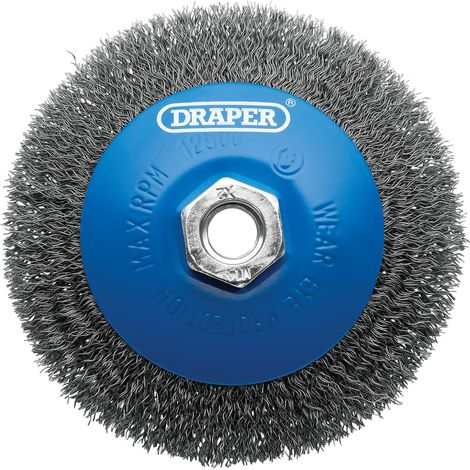 Draper 08065 Steel Bevelled Crimped Wire Wheel Brush, 115mm, M14 (1/2)