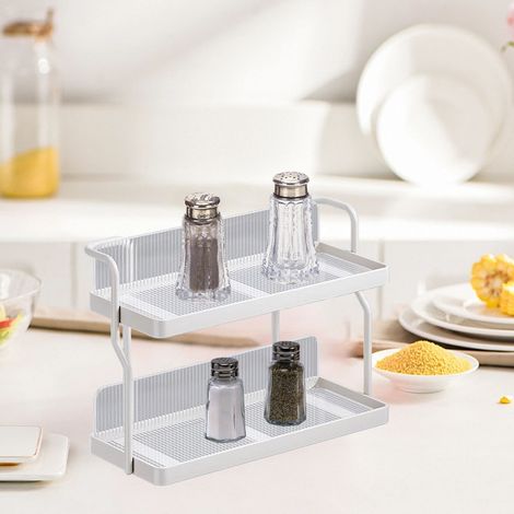 Étagère de rangement de cuisine, étagère à épices, étagère de rangement multifonctionnelle pour condiments, étagère de rangement à double niveau très populaire. (1/5)