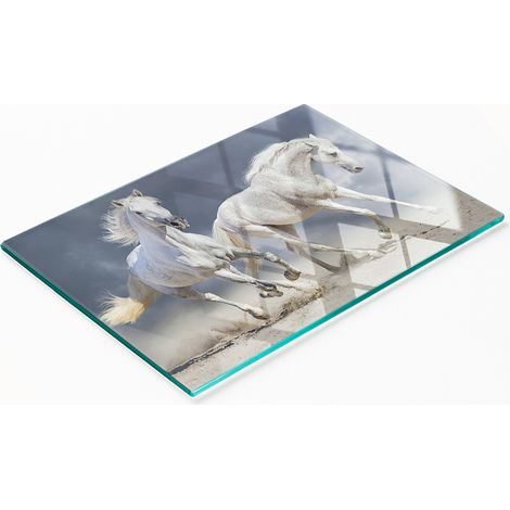 Tablero decorativo multifuncional de cocina, fabricado en madera endurecida con dise帽o de caballos de playa, 80x52 cm.