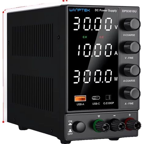 Fuente de alimentación, salida ajustable, integración USB-A/Tipo-C, DPS 30V 10A 300W, enchufe europeo de 220V. (1/2)