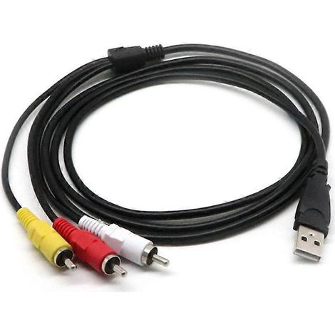 Câble USB vers 3RCA, USB 2.0 Type A femelle vers 3RCA mâle, câble adaptateur audio/vidéo AV composite, compatible TV/Mac/PC, 1,5 mètre (lot de 2) (1/5)