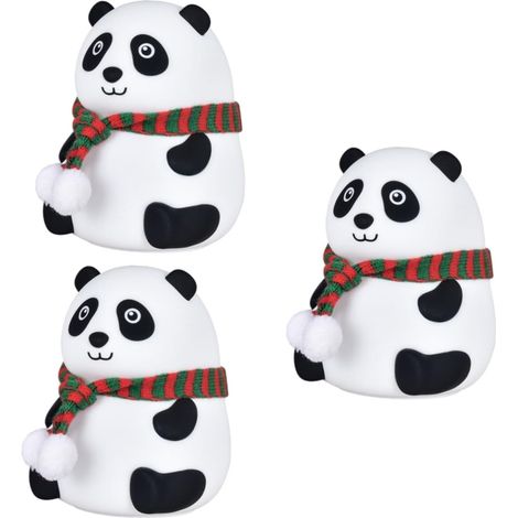 3 Pièces Lampe de Nuit Rechargeable Silicone Panda Veilleuse (1/5)