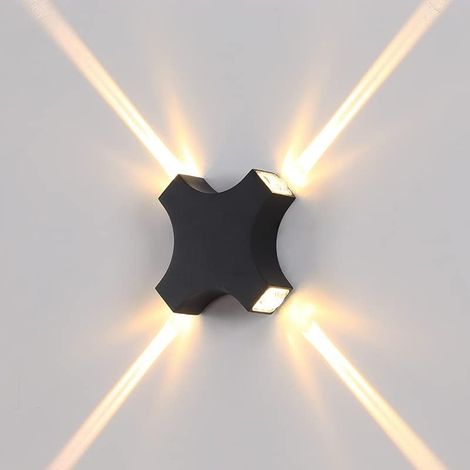 Applique Murale LED Extérieure Noire 12W, IP54 Étanche, Forme en Croix, Éclairage Étoile en Croix blanche chaude (1/5)
