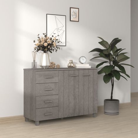 Sideboard Anrichte,Beistellschrank fuer Flur,Kueche,Kommode HAMAR Hellgrau 113x40x80 cm Massivholz Kiefer