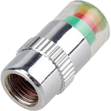 Auto Reifendruckkontrollsystem Ventilkappen mit Druckanzeige und Visuellem Warnsignal 4 Stück aus Verchromtem Metall für Niedrigen Reifendruck im Auto (1/5)