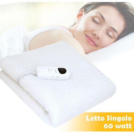 TrAdE Shop Traesio - Coperta Elettrica Termica Letto Singolo In Lana Coprimaterasso Scaldaletto 60w - (1/3)