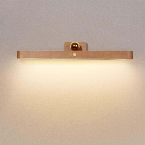 BUNTHAUS Dimmbare LED-Wandleuchte aus Holz mit Berührungsschalter und Batterie, 360° drehbares Nachtlicht für Schlafzimmer und Küche