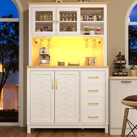 Mueble de cocina 105,5 x 40 x 180 cm con LED, sistema antivuelco, blanco DESVIAE (1/5)