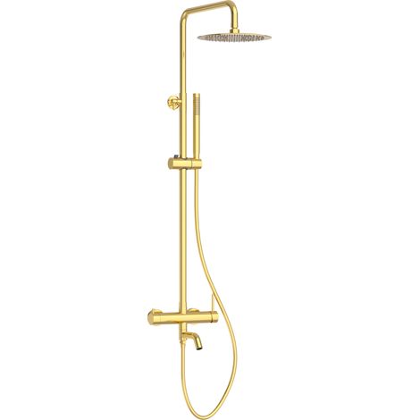 BALNEO Système de douche avec pommeau de pluie or brillant Acier inoxydable  Mitigeur de douche avec douchette CASCADE (1/5)