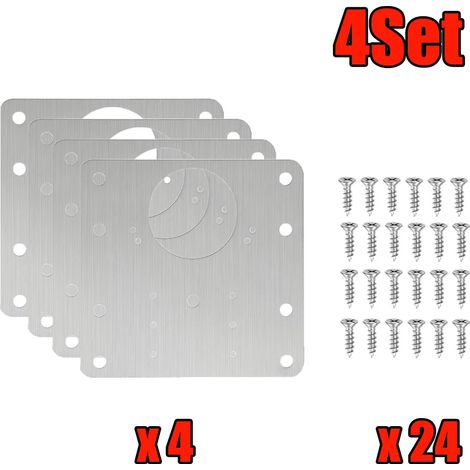 (A-4Sets) Kits de réparation de charnières de meubles de cuisine : plaques de fixation en acier inoxydable avec vis de montage. (1/5)