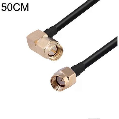 Câble adaptateur coaxial coudé SMA mâle vers PR-SMA mâle - 50 cm, RG174 (1/4)