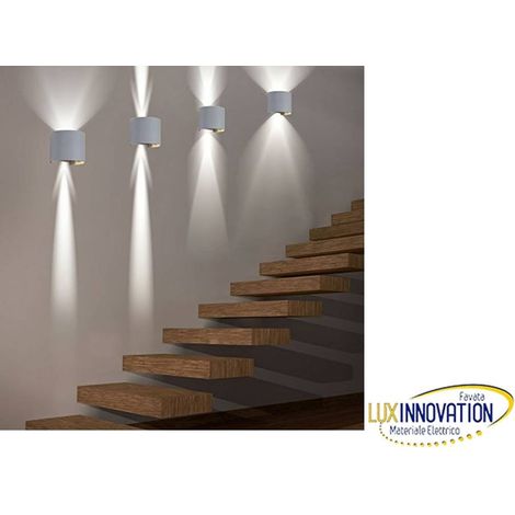 Lampada faretto a muro grigia rotonda doppia luce 6W IP65 apertura fascio regolabile Naturale