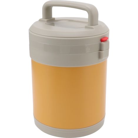 Boîte isotherme alimentaire de 1,6 L en acier inoxydable 304, trois compartiments, format bento portable, jaune, idéale pour les étudiants et le travail. (1/5)