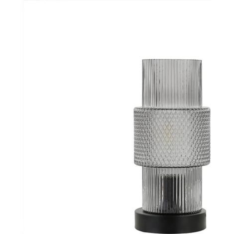 HOME DELUXE Petite lampe de table en verre YUKI - Fumé (1/2)