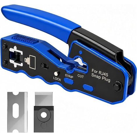 Pince à Sertir RJ45 RJ11 Traversante 3 en 1,Outil de Sertissage Réseau pour Connecteurs 8P8C 6P6C 6P4C, Coupe et Dénudage Câble Ethernet Cat5e Cat6 Cat6a Cat7 Cat8 (1/5)