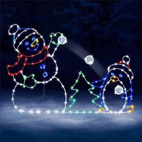 Guirlande lumineuse LED bonhomme de neige - Décorations de Noël extérieures - Technologie froide au toucher - 1 pièce - Blanc jardin (1/5)