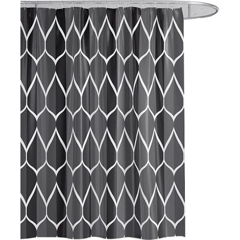 Rideaux de salle de bain, rideaux de fenêtre de salle de bain, motif de goutte d'eau noire, rideau de douche en Polyester, rideau de bain 80x180cm (1/5)