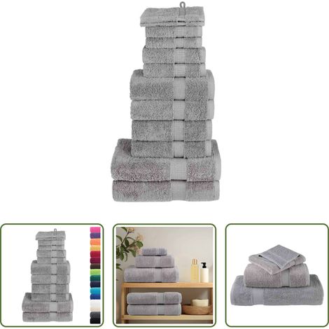 Premium Handtuch - 12 tlg. Premium-Handtuch-Set SOLUND Grau 600 g/m² (1/5)