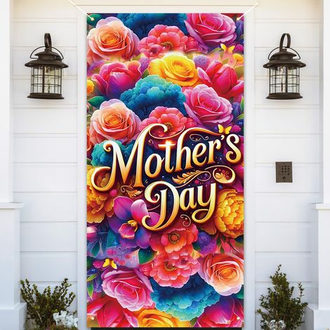 Décoration de porte pour la fête des mères, fond photo « Je t'aime maman », décoration intérieure pour les célébrations (1/5)