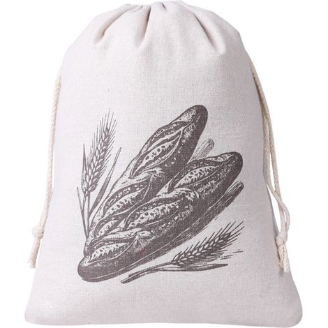 Sac à pain - Sacs à pain - Coton et lin - Sac à pain avec cordon de serrage - Sac à pain réutilisable - 30 x 40 cm - Couleur naturelle - Coton et lin (1/5)