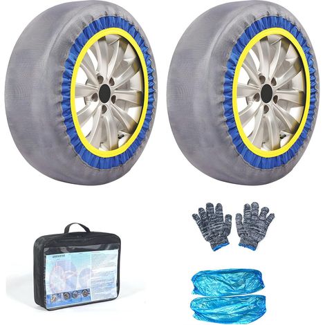 Lot de 2 paires de chaussettes à neige pour pneus de voiture - Alternative à la chaîne à neige - Accessoires de voiture d'hiver (1/5)
