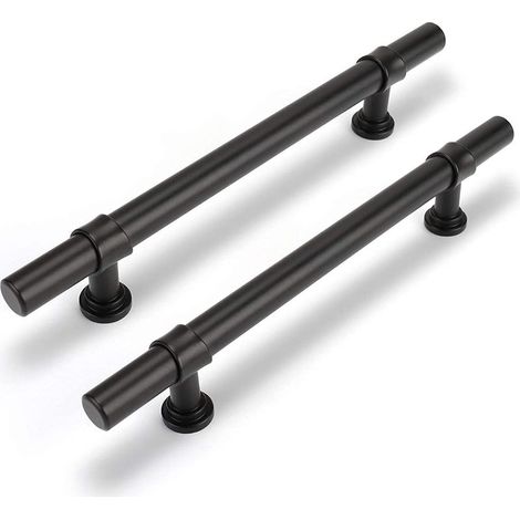 Poignées d'armoire de salle de bain noires, lot de 2 160 mm, poignées de porte d'armoire de style minimaliste moderne (1/5)