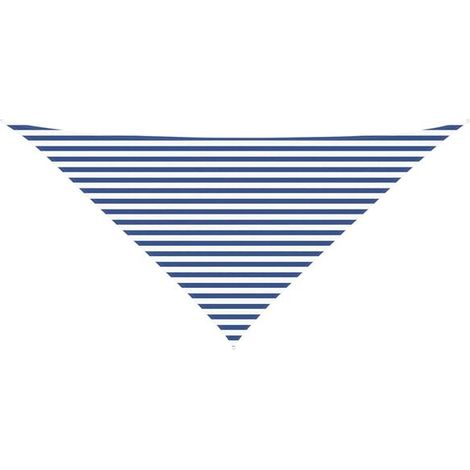 Voile d'ombrage bleue et blanche, 4 x 4 x 5,8 mètres (1/5)