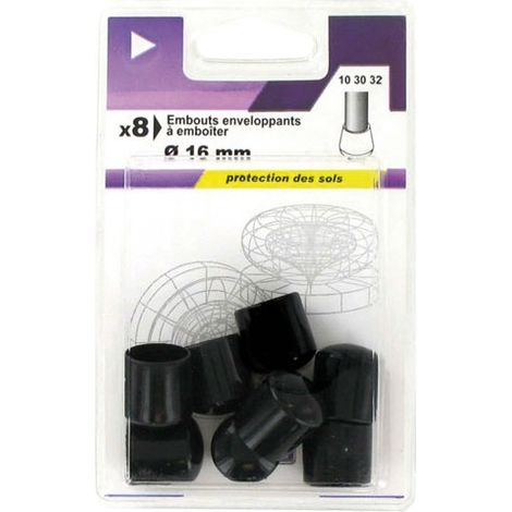5 Embout Enveloppant Plastique Noir D.16mm Blister De 8 - Vynex (1/2)