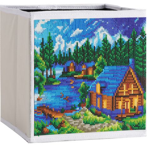 DIY-Aufbewahrungsbox für Diamantmalerei im Landschaftsstil, faltbar, Aufbewahrungswürfel für Kleidung, Bücher und Spielzeug